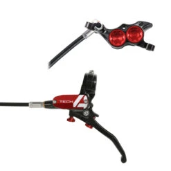 Freno HOPE TECH 3 V4 Con Latiguillos Metálicos!! -Tienda De Bicicletas HOPE Tech E4 ROJO